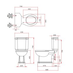 Silverdale Victorian Close Coupled Toilet - Old English White