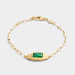 Katie Loxton 'Good Energy' Waterproof Gold Malachite Bracelet