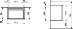 Laufen Space 585mm Two Drawer Vanity Unit - Matt White