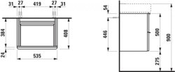 Laufen Space 535mm Two Drawer Vanity Unit - Dark Elm