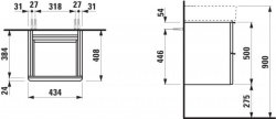 Laufen Space 435mm Two Drawer Vanity Unit - Dark Elm