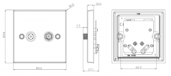 Knightsbridge TV & SAT TV Outlet (isolated) - Square Edge Brushed Chrome - (CS014BC)