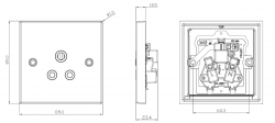 Knightsbridge 5A Unswitched Socket - Square Edge Antique Brass Finish with Black Insert (CS5AAB)