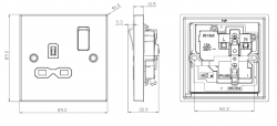 Knightsbridge 13A 1G DP Switched Socket with Black Insert - Square Edge Antique Brass - (CS7AB)