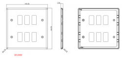 Knightsbridge 6G Grid Faceplate - Rounded Edge Brushed Chrome - (GDCL6BC)