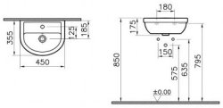 Vitra Milton 450mm 1 Tap Hole Basin