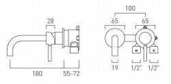 Vado Origins Slimline 2 Hole Wall Mounted Basin Mixer