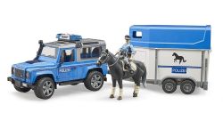 Land Rover Defender Police Trailer Horse Policeman - Bruder 02588 Scale 1:16