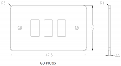 Knightsbridge Flat plate 3G grid faceplate - polished chrome - (GDFP003PC)