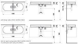 Laufen Sonar 1000mm Double Basin with Outside Texture - White