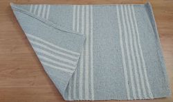 Grey & Cream Haseena Stripes Handloomed Natural Recycled Yarn Rug - 60cm x 90cm