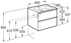 Roca The Gap Compact Gloss White 600mm 2 Drawer Vanity Unit with Basin