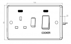 Knightsbridge Curved Edge 45A DP Cooker Switch and 13A Socket with Neons (White Rocker) (CU8333NW)