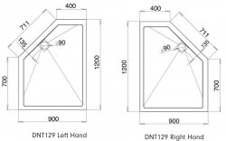 Roman 1200 x 900mm Neo Angle Shower Tray Right Hand