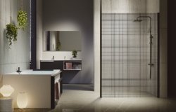 Novellini Kuadra H Printed Glass 300mm Wetroom Shower Panel