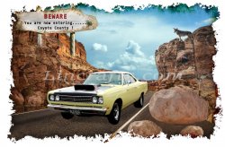 Plymouth Roadrunner American Car Birthday Card created by LDA.  C31