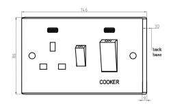 Knightsbridge 45A DP Cooker Switch and 13A Socket with Neons (White Rocker) (SN8332NW)