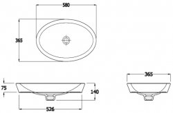 Essential Lavender 58cm Shallow Oval Countertop Basin