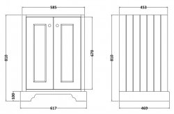 Bayswater 600mm Plummett Grey 2 Door Basin Cabinet