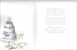 Wedding Anniversary Card - On Your Silver 25 25th Anniversary - Regal