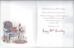 80th Birthday Card - Armchair & Wine - Regal