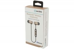 Av:link 100.543 Metallic Magnetic Bluetooth Earphones Ribbon Style Cable - Gold