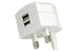 Mercury 421.744 Attractive Gloss 50/60Hz Twin Compact 2.4A USB Mains Charger