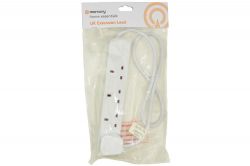 Mercury 430.002 1.0m Home Essentials UK 4 Gang Mains Extension Leads - White