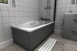 Essential Steel 1700 x 700mm Bath with Grips - No Anti Slip