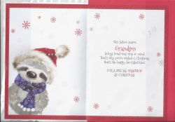 Christmas Card - Grandson - Sloth - Glitter - Out of the Blue