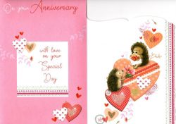 Wedding Anniversary Card - Your - Hedgehog Hearts - 3 Fold Glitter - Out of the Blue