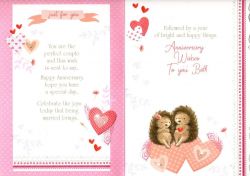 Wedding Anniversary Card - Your - Hedgehog Hearts - 3 Fold Glitter - Out of the Blue