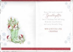 Christmas Card - Granddaughter - Wellies - Glitter - Out of the Blue