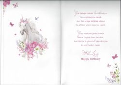 Birthday Card - Niece - Unicorn - Glitter - Sentiments