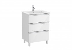 Roca The Gap Gloss White 600mm 3 Drawer Vanity Unit with Basin