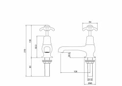 Burlington Anglesey Quarter Turn Basin Pillar Taps with 5