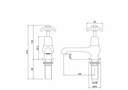 Burlington Anglesey Quarter Turn Bath Pillar Taps - White