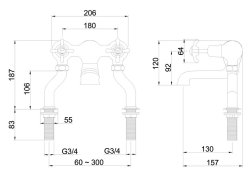 Burlington Anglesey Quarter Turn Deck Mounted Bath Filler - White