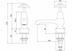 Burlington Anglesey Regent Quarter Turn Basin Pillar Taps with 5