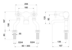 Burlington Claremont Quarter Turn Deck Mounted Bath Filler - White