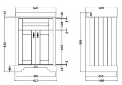 BC Designs Victrion 600mm Earl's Grey 2 Door Basin Unit
