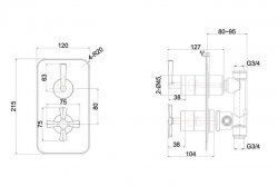 Burlington Riviera Thermostatic Single Outlet Concealed Gold Shower Valve