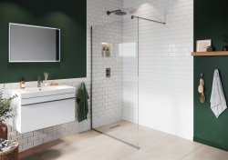 Purity Collection 1100mm Matt Anthracite Wetroom Panel with wall Support