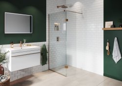 Purity Collection 700mm Brushed Bronze Wetroom Panel with 350mm Deflector Panel