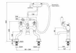 Burlington Anglesey Regent Quarter Turn Angled Deck Mounted Bath/Shower Mixer - White