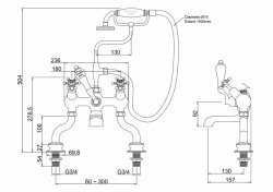 Burlington Birkenhead Regent Quarter Turn Angled Deck Mounted Bath/Shower Mixer - White