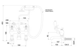 Burlington Claremont Quarter Turn Angled Wall Mounted Bath Shower Mixer - White