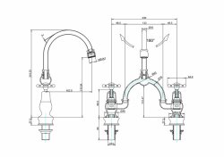 Burlington Birkenhead Regent Quarter Turn Bridge Basin Mixer with Curved Spout (For Classic Basins) - White