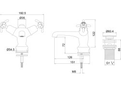 Burlington Anglesey Regent Quarter Turn Monobloc Basin Mixer with Click-Clack Waste - White