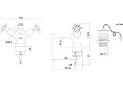 Burlington Birkenhead Regent Quarter Turn Monobloc Basin Mixer with Click-Clack Waste - White